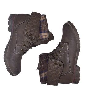 ROCK & CANDY “Spraypaint” Combat Style Short Boots in Brown Size 8-1/2